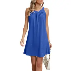 GIOIO - Vestido Casual Con Hombros Descubiertos Para Mujer Azul