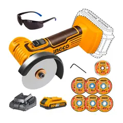 INGCO TOOLS - Amoladora Angular 3 Corte Inalámbrica X1 Bat 2.0 Ah Discos