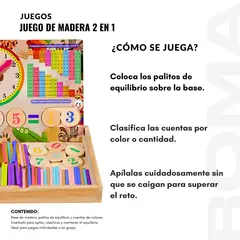 GENERICO - JUEGO DE MADERA 2 EN 1 EQUILIBRIO Y CUENTAS- JUEGO DIDÁTICO