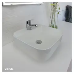 STONE - COMBO LAVAMANO KRISTIN BLANCO + LLAVE PARA LAVATORIO VINCE ST-01