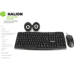HALION - Kit 3 en 1 de Teclado Mouse y Parlantes HA-KIT45 USB