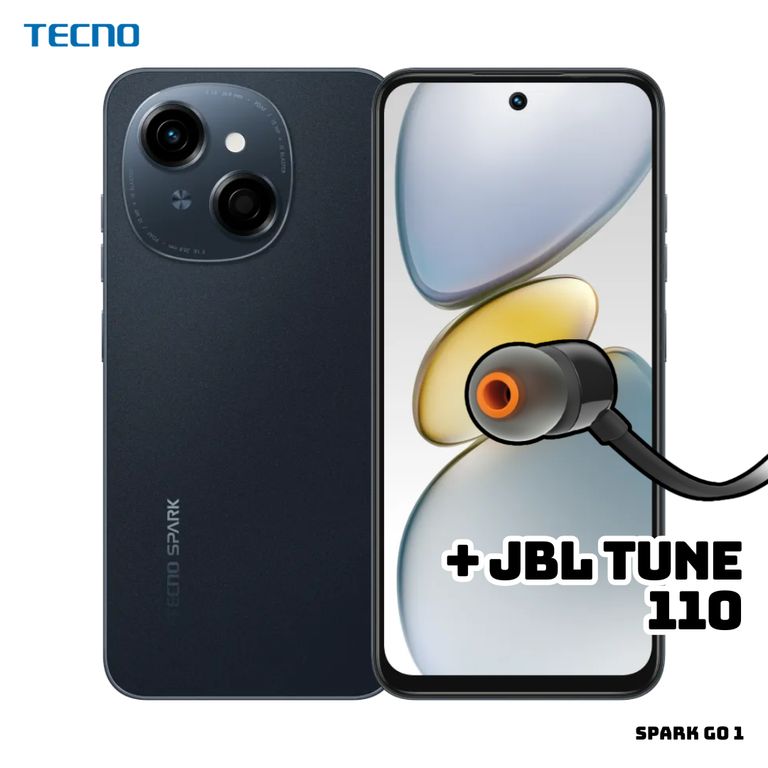 CELULAR TECNO SPARK GO 1 3GB RAM 64GB ROM - STARTRAIL BLACK + JBL TUNE 110