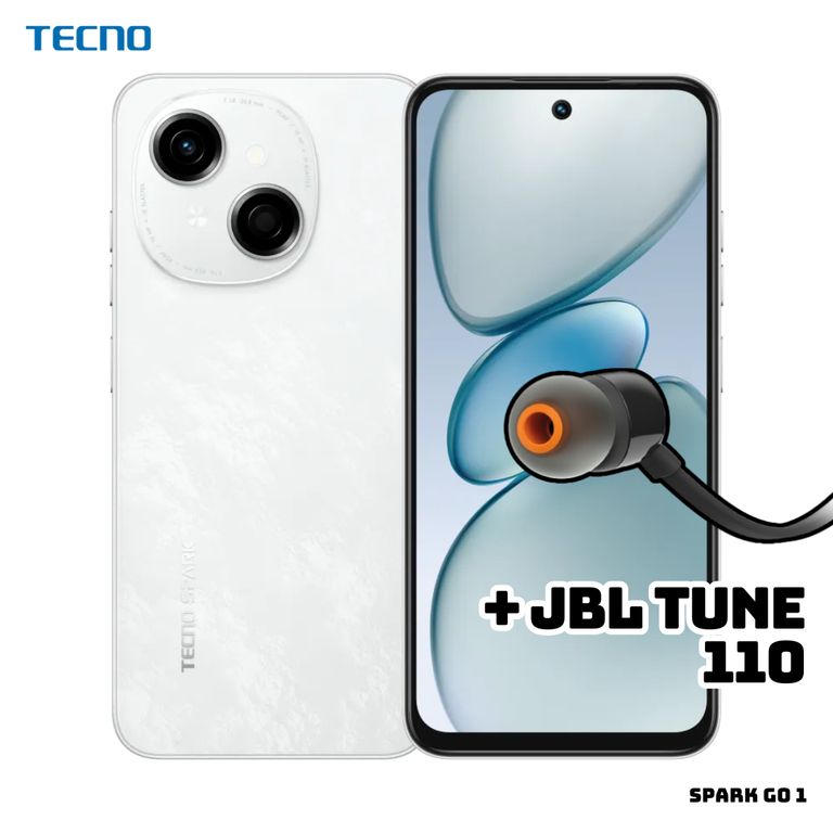 CELULAR TECNO SPARK GO 1 3GB RAM 64GB ROM - GLITTERY WHITE + JBL TUNE 110