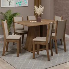 MADESA - Juego de Comedor Wendy con 6 Sillas Marrón/Beige