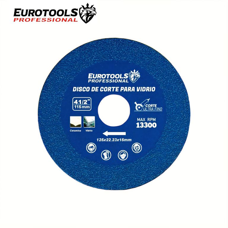 Disco Ultra fino para Cortar Vidrio, Mayólica 4 1/2" EUROTOOLS