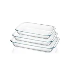 OTTOWARE - Set de 3 Fuentes Rectangular de Vidrio