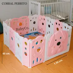 FIRST TOY - CERCO INFANTIL PLEGABLE PERRITO ROSADO