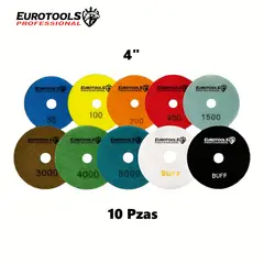 GENERICO - Set 10 Disco Almohadillas Pulidor 4" para Granito EUROTOOLS