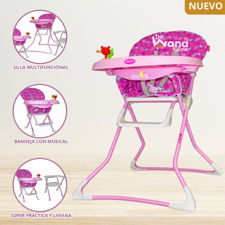 Silla de Comer para Bebé Plegable «BADALA» Pink