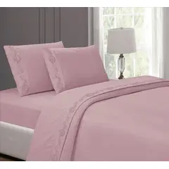 CASATEX - Juego de Sábanas 2 plazas 100% algodón con bordado