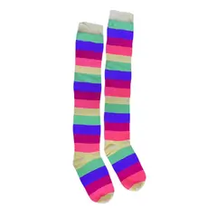 GENERICO - Medias de Algodón Bucaneras Rayas Multicolor Unisex