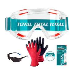TOTAL TOOLS - Gafas Seguridad Protección Pvc 180° + Guantes Xl Total