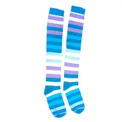 GENERICO - Medias de Algodón Bucaneras Rayas Multicolor Unisex Blue