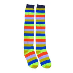 GENERICO - Medias de Algodón Bucaneras Rayas Multicolor Unisex