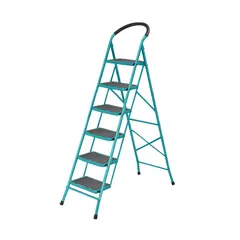 TOTAL TOOLS - Escalera Tubular de Acero 6 Peldaños Soporta 150kg Total