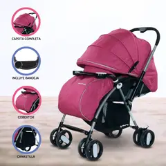 POWER KIDS - Coche Cuna para Bebé «SMART» Fucsia