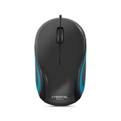 CYBERTEL - Mouse Oficina Alámbrico 1200DPI Negro y Azul Prince CYB M230