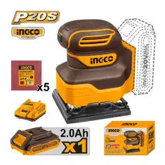 INGCO TOOLS - CSHSLI20141 LIJADORA ORBITAL 20V + 1 BATERÍA 2.0 AH + CARGADOR