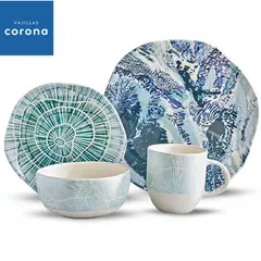CORONA - Juego de Vajillas x16 piezas Atlantia Oceano- Vajillas