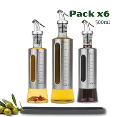 PENTHA - Dispensador Aceitero 500ml de Vidrio Antifugas Pack X6