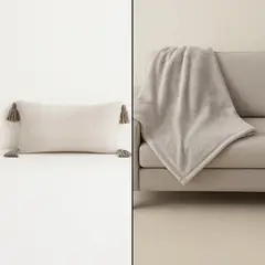 GENERICO - Pack Confort Boreal Manta 178x150 cm + Cojín 28x50 cm Marrón Nieve