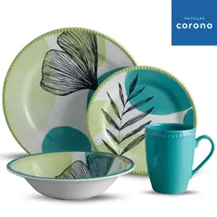 CORONA - Vajilla Artemisa 4 Puestos 16 Piezas-Vajillas