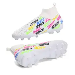 DANWEILE - Zapatos de fútbol antideslizantes para exteriores para jóvenes Blanco