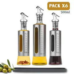 PENTHA - Set 6 Frascos Aceiteros y Vinagre de Vidrio Resistente