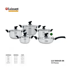 LUISSANT - Juego de ollas Acero Inoxidable LU-1004R-IN 10Pzas