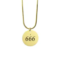 GENERICO - Collar Número Angelical 666- Dije Circular en Enchapado Oro 18K