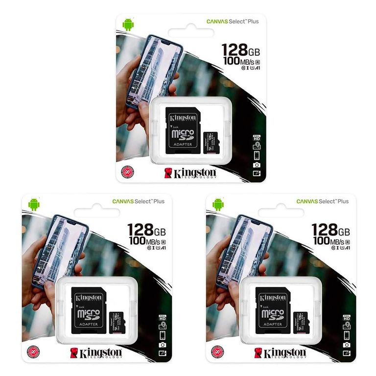 MEMORIA MICROSD 128GB KIT DE 3 UNIDADES