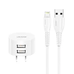 USAMS - Cargador Celular Pared + Cable USB a iPhone Blanco