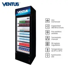 VENTUS - Visicooler Vertical 360Lt LG-360LED - Negro