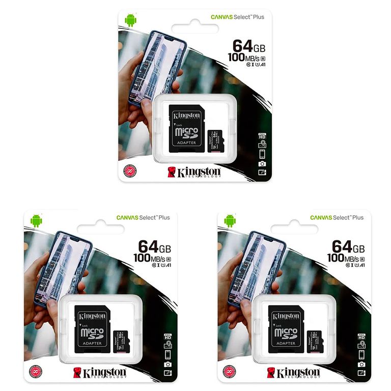 MEMORIA MICROSD 64GB KIT DE 3 UNIDADES