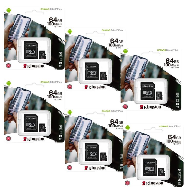 MEMORIA MICROSD 64GB KIT DE 6 UNIDADES