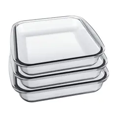 PENTHA - Bandejas de Vidrio Borosilicato 3 pzs Resistente y Versátil