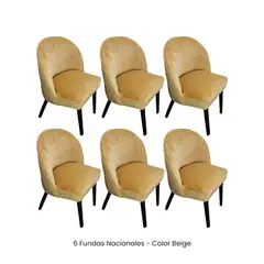 VIURE - 6 Fundas Nacionales de Terciopelo para Silla Vintage Curva - Camel