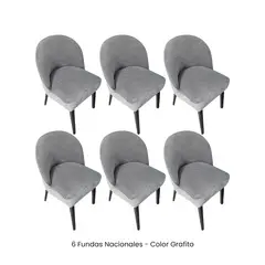 VIURE - 6 Fundas Nacionales de Terciopelo para Silla Vintage Curva - Grafito