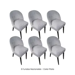 VIURE - 6 Fundas Nacionales de Terciopelo para Silla Vintage Curva - Plata