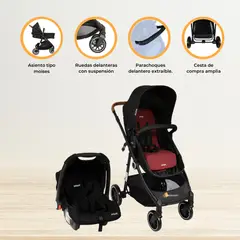 INFANTI - Coche Travel System con Silla Portabebé «NOA» Red