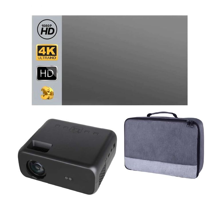 Proyector Smart SD550 Enfoque Manual + Pantalla Ecran 80” + Bolso