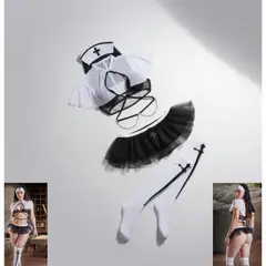 GENERICO - LENCERIA SEXY DISFRAZ MONJA TRANSPARENTE TALLA S-M-L