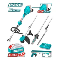 TOTAL TOOLS - Desmalezadora Multifuncional 40v + Batería y Cargador Total