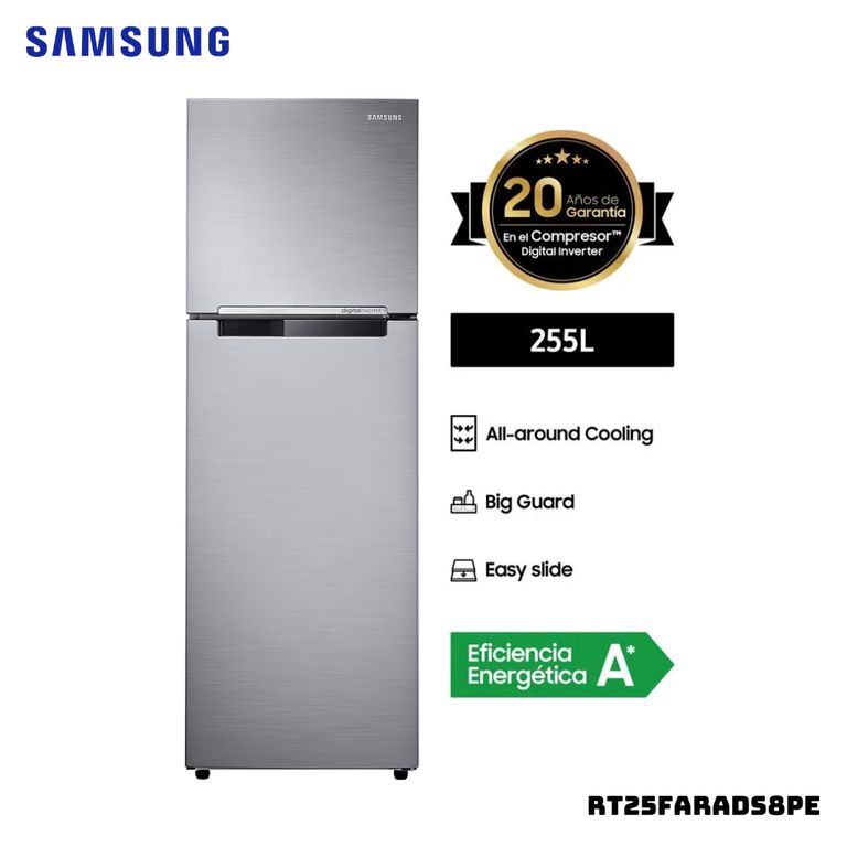 REFRIGERADORA 255 L TOP FREEZER PLATEADO - RT25FARADS8PE