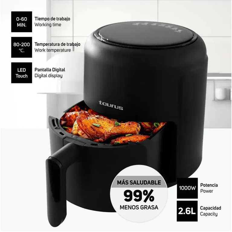 Freidora De Aire Digital 2.6 Lts Mod. Black Fryer