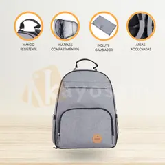 INFANTI - Mochila Maternal para Bebé «OAK» Gris