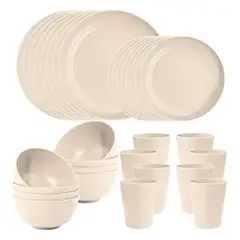 PIA COPELLO STORE - Juego de Vajilla Ecológica para 6 - 24 piezas - Beige