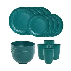 PIA COPELLO STORE - Juego de Vajilla Ecológico para 4 - 16 piezas - Verde