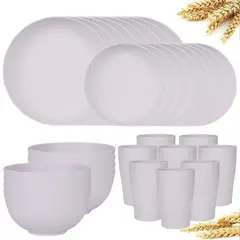 PIA COPELLO STORE - Juego de Vajilla Ecológico para 8 - 32 piezas - Blanco