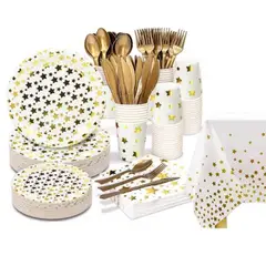 PIA COPELLO STORE - Set de Vajilla Descartable 80 Piezas - Estrellas